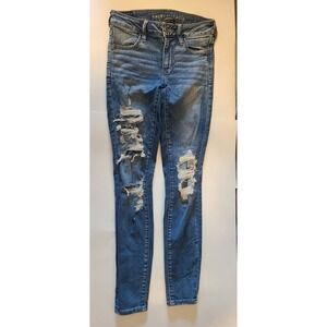American Eagle Women 4 Reg Jeans Hi Rise Jegging Next Level Stretch Distressed